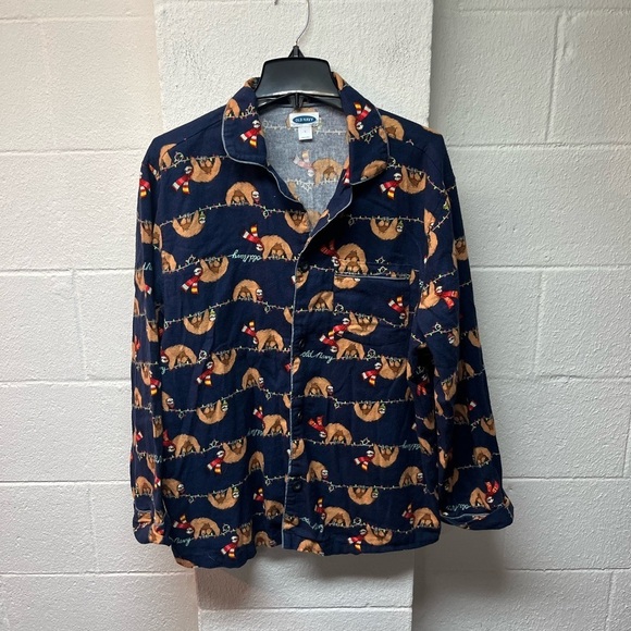 Old Navy Other - Old Navy Navy Blue Sloth Print Casual Shirt